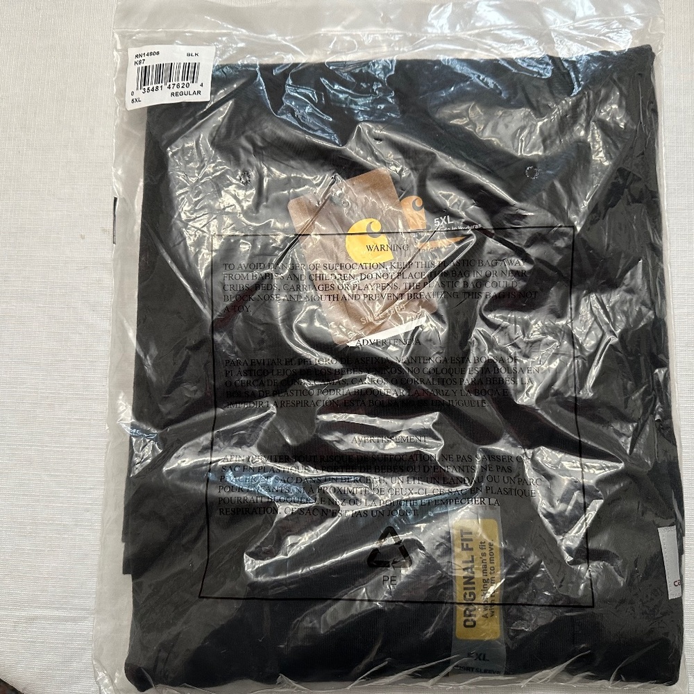 Carhartt Black SS Original Fit Pocket T-Shirt 5XL (NWT)
